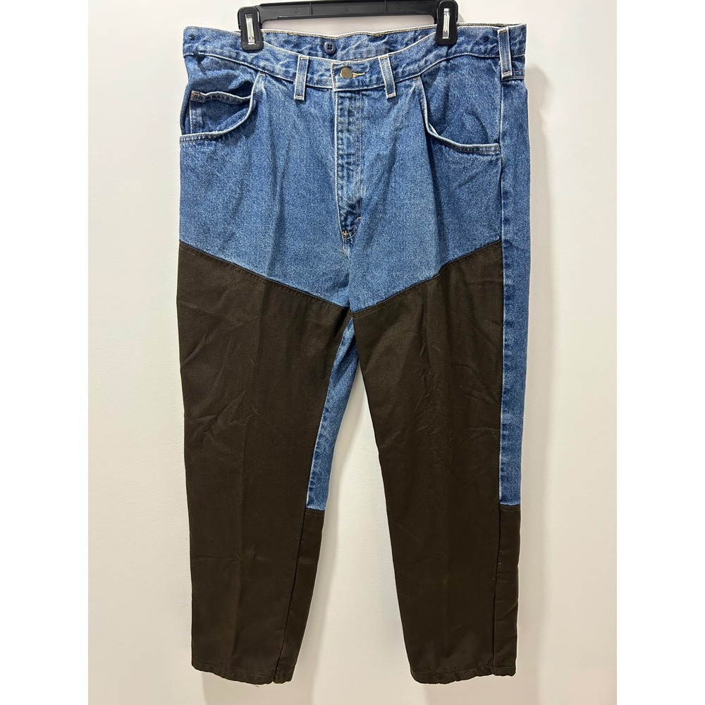 Wrangler Rugged Wear Upland Jeans Mens 35x30 Blue Brown Brush Guard Field Pants
